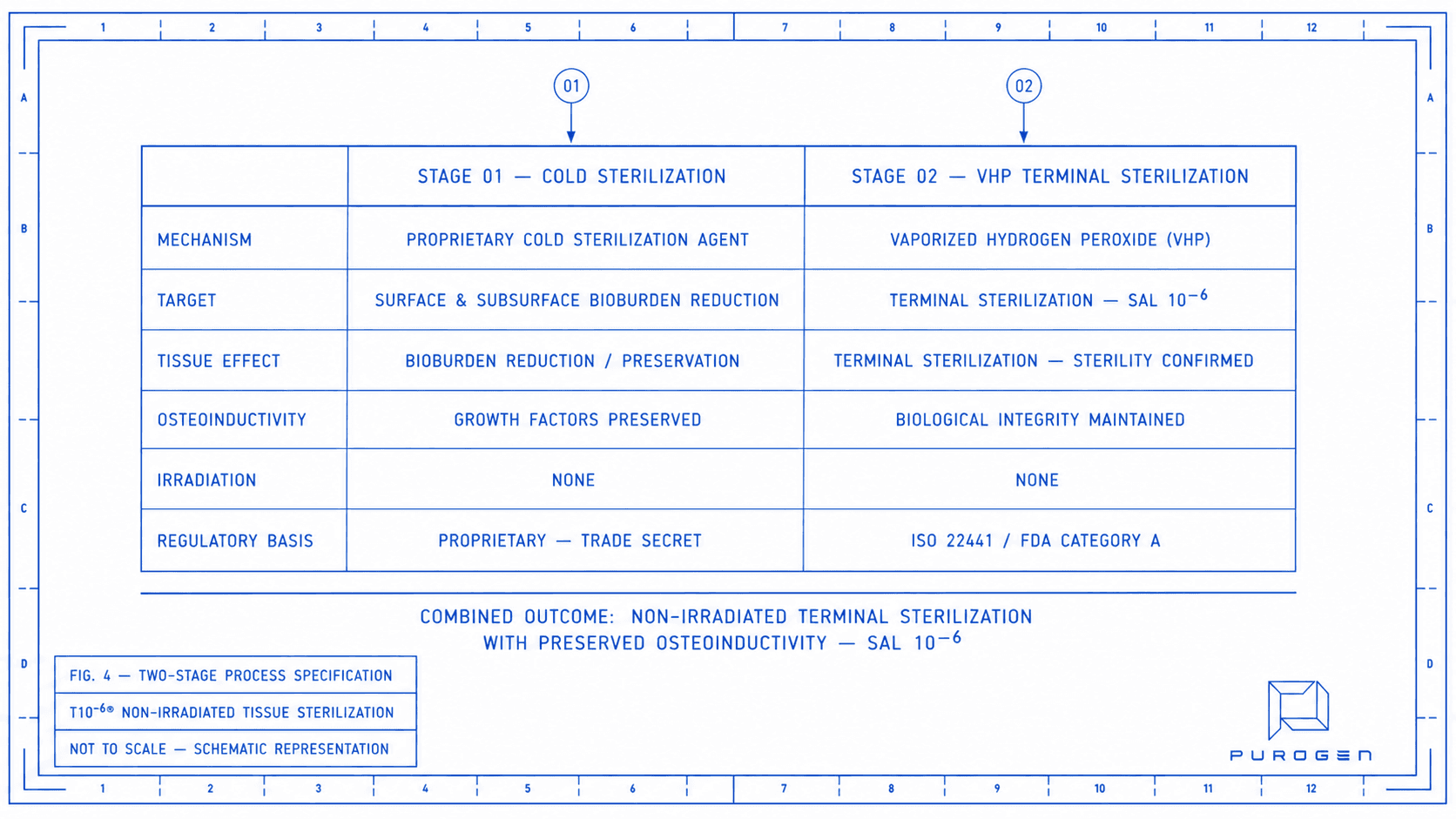 T10⁶® two-stage process specification — cold sterilization and VHP terminal sterilization with preserved osteoinductivity