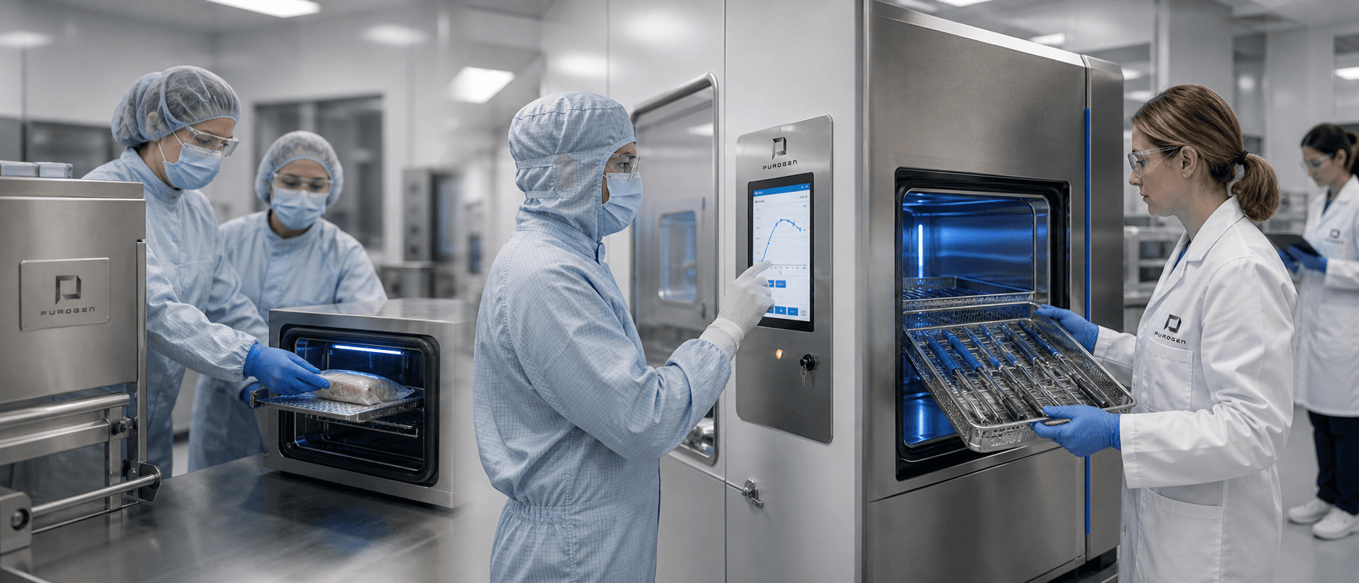 PuroGen validated systems across regulated industries — allograft tissue processing, pharmaceutical cleanroom, and medical device sterilization